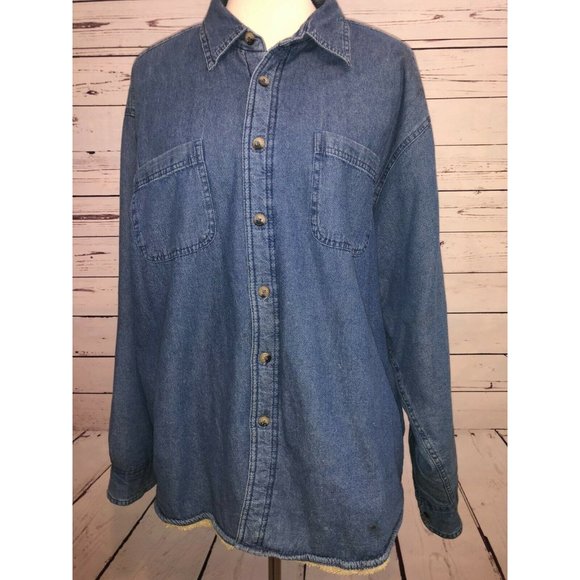 Wrangler Other - Wrangler XL Long Sleeve Denim Faux Fur Lined Button front Shirt size Extra large
